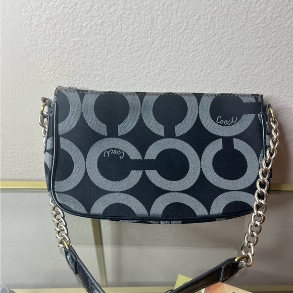 Small black, gray, and gold coach handbag - Picture 3 of 3